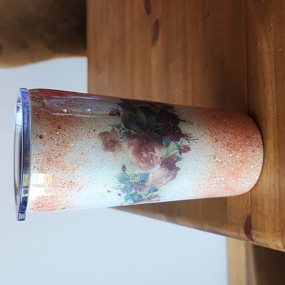 Glitter Gold & Silver 20oz Tumbler with Roses & 10oz "Not a Day Over Fabulous" - Picture 5 of 11